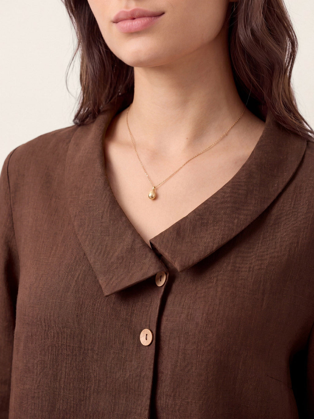 100% Linen Asymmetric Collar Inverted Pleat Top OTTILIE